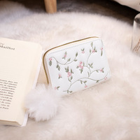 Grosir dompet koin WANITA pemegang kartu bordir pendek dompet Fashion wanita perdagangan luar negeri murah baru poliester kartun ritsleting