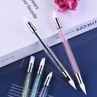 Stylo de perçage à tête Double face en Silicone, 1 pièce, avec poignée en cristal, pour le Nail Art et la manucure