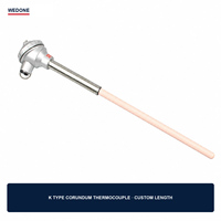 WEDONE K Type Termokopel Suhu Tinggi RTD 0-1300 C Sensor Tabung Pelindung Keramik Korundum untuk Tungku Industri