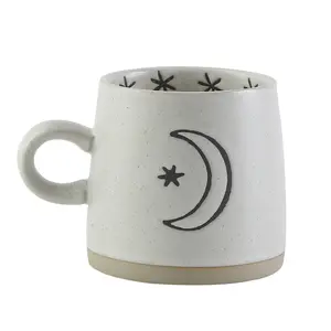 literature star moon stoneware coffee cup retro mug texture hand-painted japanese handmade