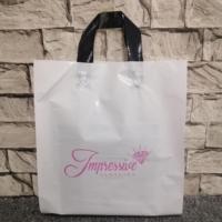 Sac de shopping en plastique PE biodégradable personnalisé avec votre propre logo, avec poignée