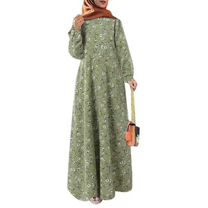 Vestido de Verano para Mujer, Otoño 2023, Elegante Vestido Musulmán Estampado, Abaya Informal de Manga Larga, Hijab, Vestidos, Túnica Floral Femenina - Product Image 5
