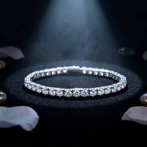 Lab Grown Diamond Tennis <b>Bracelet</b> Round Cut 4 Prong Setting <b>Solid</b> Gold Fine Women Bridal Jewelry Anniversary Wedding Gift - Product Image 1