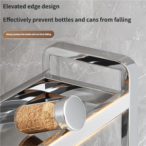 Nouveau support d'épices de <span class=keywords><strong>cuisine</strong></span> en acier inoxydable à trois couches épaissi 2026 avec porte-couteaux/baguettes intégré - Product Image 3