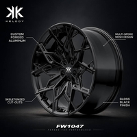 Jantes forgées à maille concave profonde 6061 T6 Noir brillant à rayons en Y multi-branches légères 18-22 pouces personnalisées nouveau modèle Deep Dish