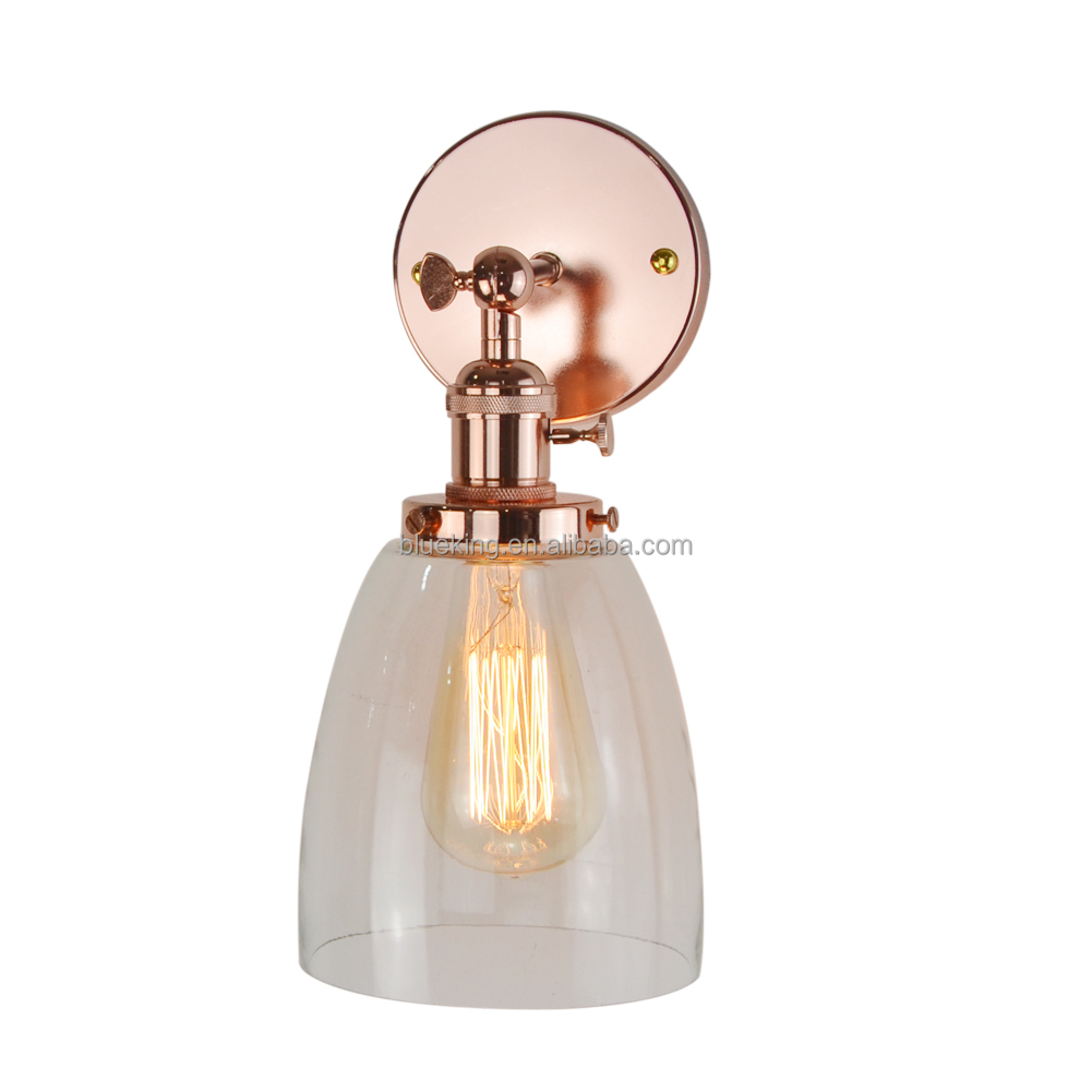 Loft Glass rose gold Iron Wall Light Vintage Home Kitchen Dining Room Decoration wall mount reading light wall light sconce