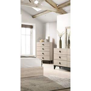 DB Modern Design 1PC Muebles de dormitorio crema 4 cajones Hermoso cofre con tapa de mármol falso - Product Image 4