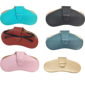 Eyeglass <b>Cases</b> PU Leather Portable Waterproof Storage Bag <b>For</b> Sunglasses And <b>Glasses</b> Solid Color Irregular Shape 3-5.9in - Product Image 1