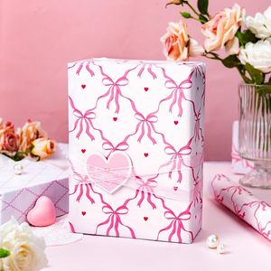 Yarcony Pink <b>Wrapping</b> <b>Paper</b> Roll Reversible Bow Quilted Design 46.8 Sq Ft Gift Craft Baby Shower Birthday Wedding Bridal Shower - Product Image 4