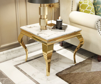 Nouvelle arrivée Table d'appoint en acier inoxydable doré Table d'appoint en marbre blanc Utilisation dans le salon Meubles de maison Petite table basse