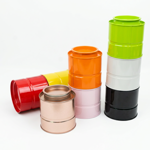 Custom Round Double Lid Food Grade Tin <b>Box</b> With Inner Press Lid, Solid Color Metal Tin For <b>Tea</b> Coffee Dry Food Storage - Product Image 1