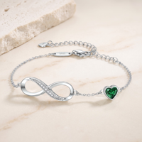 Vente flash - Bracelet romantique en argent sterling S925 avec cœur infini et zircon vert, chaîne réglable pour femmes et filles - Cadeau
