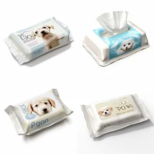 OEM Pet Biodegradable Wet Wipes Customize Label 50/80/100 PCS Dog Cat Paws Body Butt Cleaning Bathing Wipes