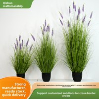 Bunga Lavender Buatan Tahan Api, Tahan UV, Tahan Lama, Ramah Lingkungan, Rumput Bawang, Tanaman Rumput Buatan, Tanaman Hijau Buatan