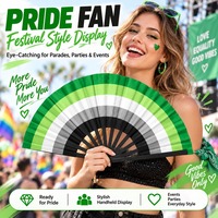 Éventail Pliant Personnalisé OEM 13 Pouces (33 cm) en Bambou et Plastique, Éventail Arc-en-ciel Fierté, Éventail Artistique pour Foire, Éventail Aromatique Fierté