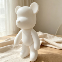 Figurine d'ours en vinyle blanc, sculpture animale de dessin animé, peinte à la main, moule artisanal DIY, décoration de la maison, cadeau