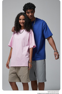 <span class=keywords><strong>T</strong></span>-shirts de haute <span class=keywords><strong>qualité</strong></span> en coton lourd 275gsm <span class=keywords><strong>T</strong></span>-shirts surdimensionnés avec logo personnalisé pour femmes et hommes - Product Image 2