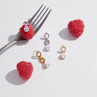 Boucles d'oreilles pendantes en forme de goutte d'eau plaquées or 18 carats avec zircon cubique, chaîne à maillons, hypoallergéniques, pour femmes