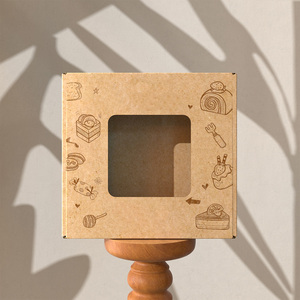 Nhà Máy biểu tượng tùy chỉnh có thể tái chế gấp Kraft hộp giấy Biscuit kẹo Baking bao bì với cửa sổ hiển thị - Product Image 3