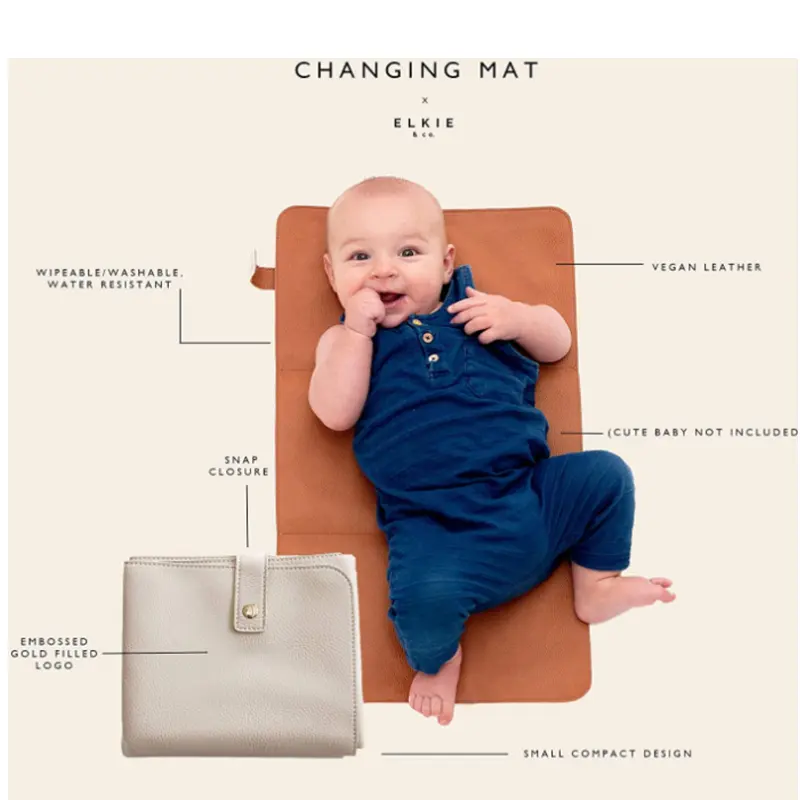 가죽 아기 교환 매트 닦아 낼 수있는 휴대용 교환 패드 아기를위한 여행 교환 매트