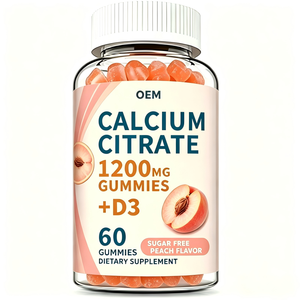Gomitas de Citrato de Calcio D3 1200mg, Suplemento Dietético Sin Azúcar, Sabor a Melocotón, 60 Unidades, OEM, Mejora la Densidad Ósea para Todos los Recién Nacidos - Product Image 1