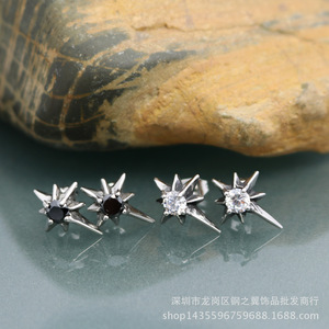 yunnique <b>Stud</b> <b>Earrings</b> Star Shape Claw <b>Set</b> Zircon <b>Silver</b> Tone For Men Women Gift Fashion Jewelry - Product Image 4