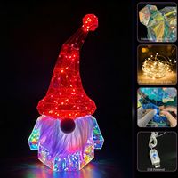 Figurine de Père Noël en plastique traditionnelle faite à la main, gnome holographique décoratif, ornement de table de Noël écologique USB pour intérieur