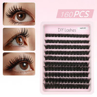 Lot de 160 faux cils 3D en grappe, kit DIY pour cils en grappe, volume naturel, bande fine