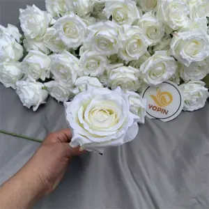 YOPIN-150 Wholesale Artificial Centerpiece Flower White Single Rose Without Leaves Flower