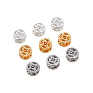 <b>Copper</b> Coin Beads Hollowed Out Round Spacer Beads For <b>Bracelet</b> Making Gold Plated Color Retention Jewelry Findings Components - Product Image 5
