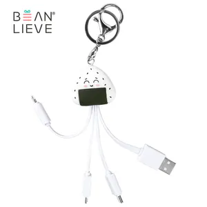 Korea Japan Style Funny Cartoon Girl Cute RiceBall Design Multiple Usb 3 in 1 Fast Charging Cable