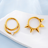 F136 Titane Clair CZ Cristal Conception Unique Fleur Coeur Nez Anneau Helix Cartilage Daith Septum Articulé Segment Clicker Anneau