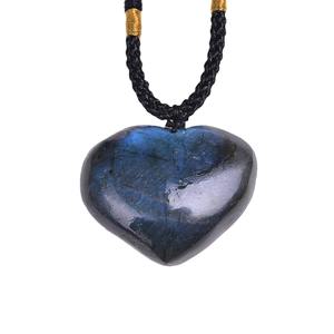 批发天然拉长石爱情吊坠月光石海洋之心吊坠项链蓝色月光水晶半宝石 - Product Image 5