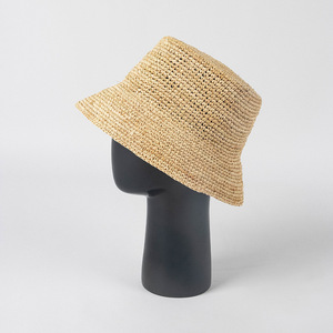 LS008 Sommer New Fashion Bucket Hat Lässig hand gefertigte Raffia Grass Flat Top Fisher Hat Eimer Hut Outdoor Sun Proof Fold - Product Image 6