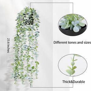 Petit Pot Noir Simulation Eucalyptus Mann Arbustes Artificiels Suspendus Matière Plastique pour Décorations Intérieures - Product Image 6