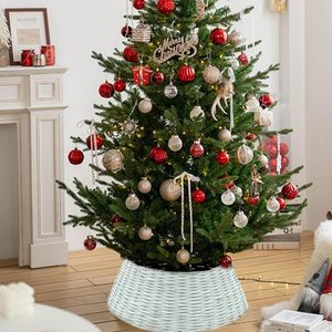 Jupe de sapin de Noël en osier blanc, diamètre 40-60 cm, hauteur 25 cm, support tressé - Product Image 6