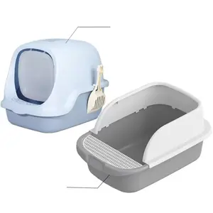 Portable Fully Enclosed Cat litter Basin Anti Splashing Large Size Litter Tray Cats Small Pets