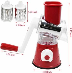 Vente en gros : Trancheuse à fromage et légumes multifonction manuelle rotative ronde en acier inoxydable, râpe et hachoir - Product Image 2