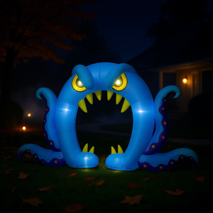 Arche gonflable pieuvre bleue de 3,6 m pour Halloween – Décoration extérieure pour jardin et fête à thème effrayant - Product Image 2