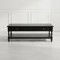 Table basse rectangulaire en chêne massif de style français moderne et traditionnel avec tiroir, mobilier de luxe pour salon