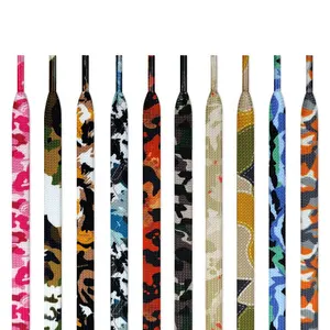 Olian Flat Polyester Colorful mixed Jor-dans shoelaces bulk screen printing camo printed shoelaces