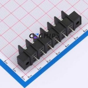MX25CM-7.62-06P-BK01-Cu-S-A Barrier Terminal Block Through hole,P=7.62mm Connector Two Sides 7.62mm 1x6P Straight Pin - Product Image 2