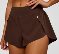 Shorts de sport pour femme 2-en-1 respirants à taille haute avec logo personnalisé, double couche, coupe papillon fluide pour la course et l'entraînement en salle de sport