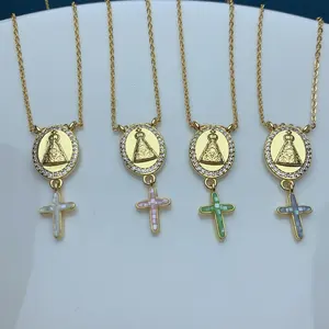 Fashion Zircon Sea Shell Cross Virgin Necklaces for Women 2022 Jewelry Wholesale