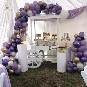 Chariot de bonbons vintage avec roues, support de présentation de <span class=keywords><strong>bar</strong></span> à desserts pour décoration de fête de mariage, en PVC blanc, chariot à barbe à papa - Product Image 5