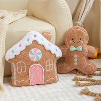 Coussin en peluche doux en forme de bonhomme de pain d'épices, de maison de Noël, de canne à sucre ou de sucette pour la décoration de Noël à la maison et sur le canapé