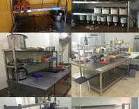 Plan de travail de cuisine commerciale résistant à la corrosion SY, double passage, en acier inoxydable poli, comptoir de découpe modulaire