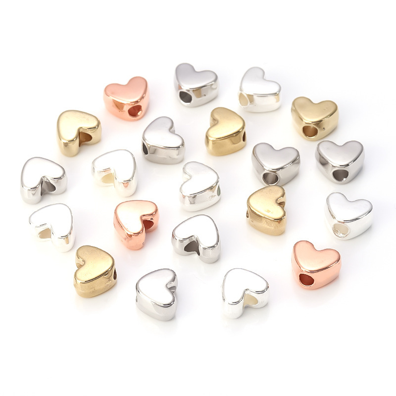 Painted Fat Peach Heart Metal Beads