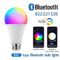 Ampoule LED intelligente Tuya RGB Plus CCT SMD résidentielle E27/E26/B12 10W, contrôle par application, dimmable, Ra90, 85lm/W, lumière blanche multicolore