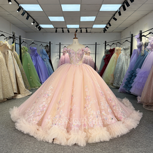 Princess Pink Quince <strong>Dress</strong> Shiny Ruffled Ball Gown Luxury <strong>16</strong> Sweet <strong>Birthday</strong> <strong>Dress</strong> Customized Dy1305 - Product Image 1